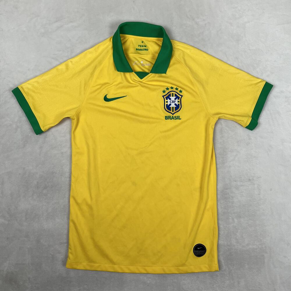 Nike Brazil National Team Jersey Shirt Mens Small Yellow Home Soccer Dri Fit